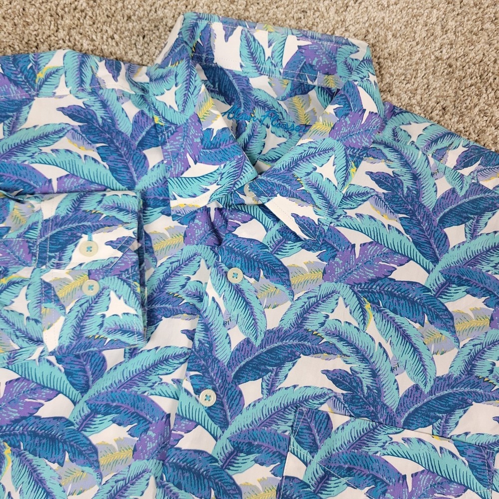 Alan Flusser Mens Large‎ Blue AOP Floral Button Up Long Sleeve